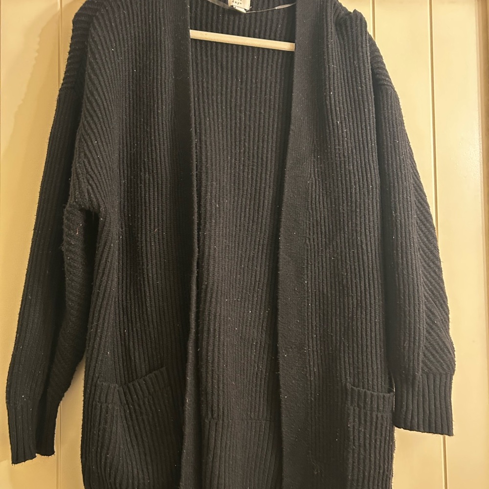 Women's Black Open-Front Cardigan